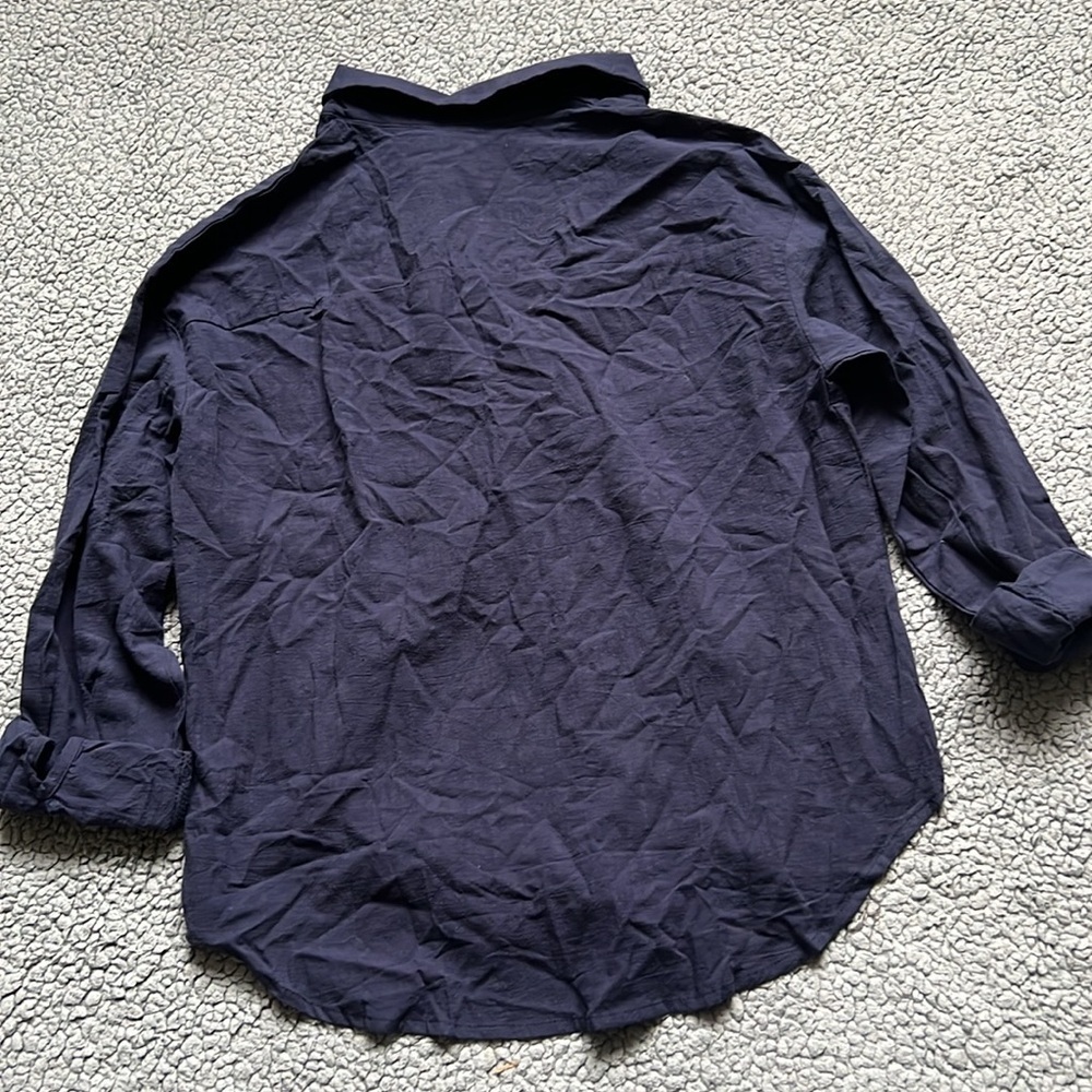 NWT Hotouch Womens Cotton Button Down Casual Long Sleeve Loose Collared Shirt - Picture 8 of 8